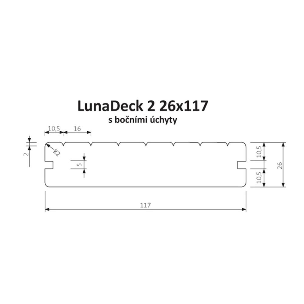 Terasa borovice Lunadeck2 26 x 117 mm s bočními úchyty