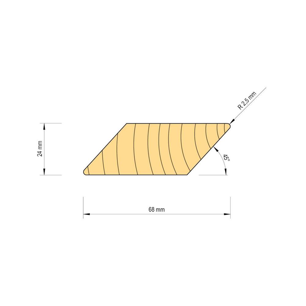 Modřínový fasádní profil 24 x 68 mm 4 m AB RHOMBUS - AKCE
